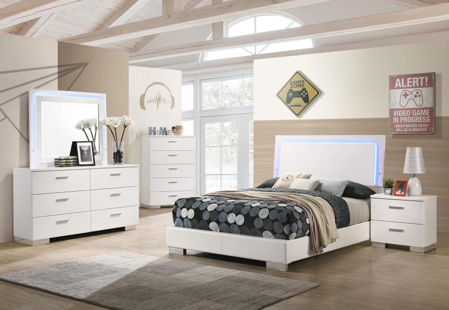 Felicity 5-piece Full Bedroom Set White High Gloss-1
