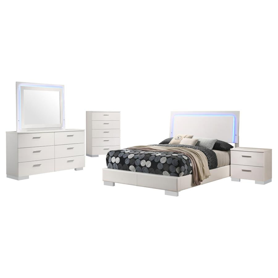 Felicity 5-piece Full Bedroom Set White High Gloss-2