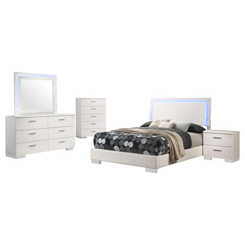 Felicity 5-piece Full Bedroom Set White High Gloss-zoom-