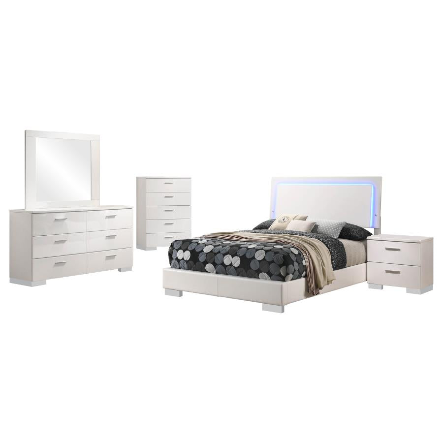 Felicity 5-piece Full Bedroom Set White High Gloss-2