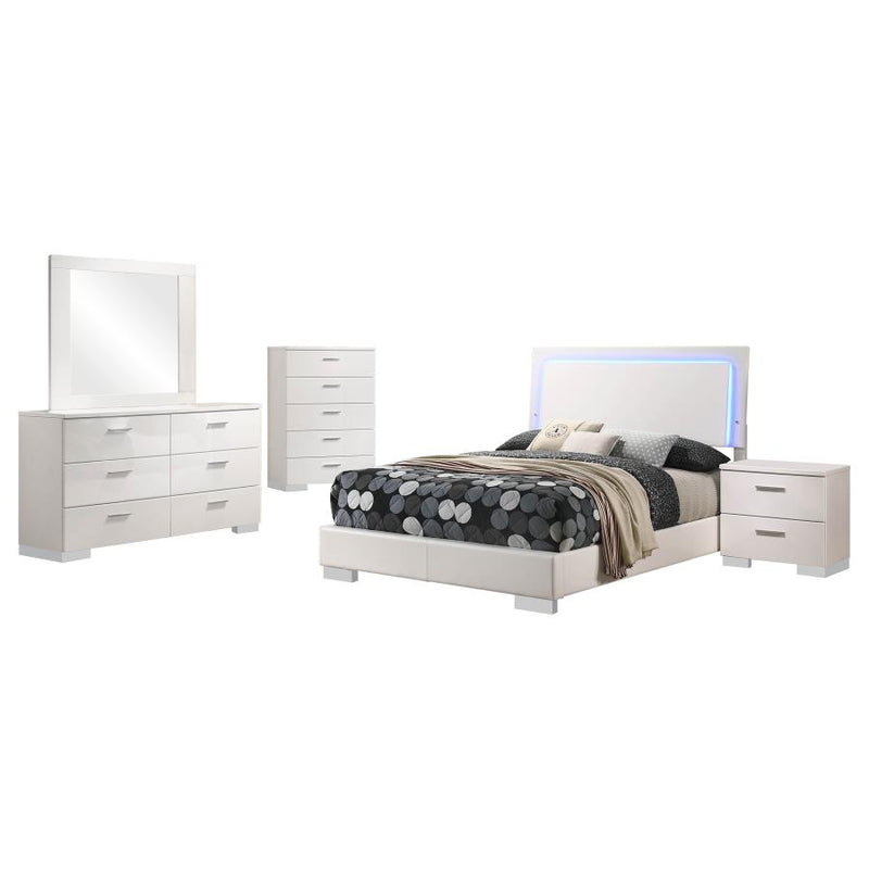 Felicity 5-piece Full Bedroom Set White High Gloss-zoom-