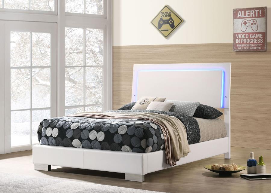 Felicity Wood Full LED Panel Bed White High Gloss-2