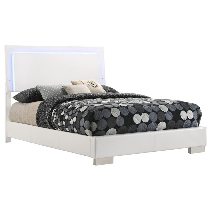 Felicity Wood Full LED Panel Bed White High Gloss-zoom-