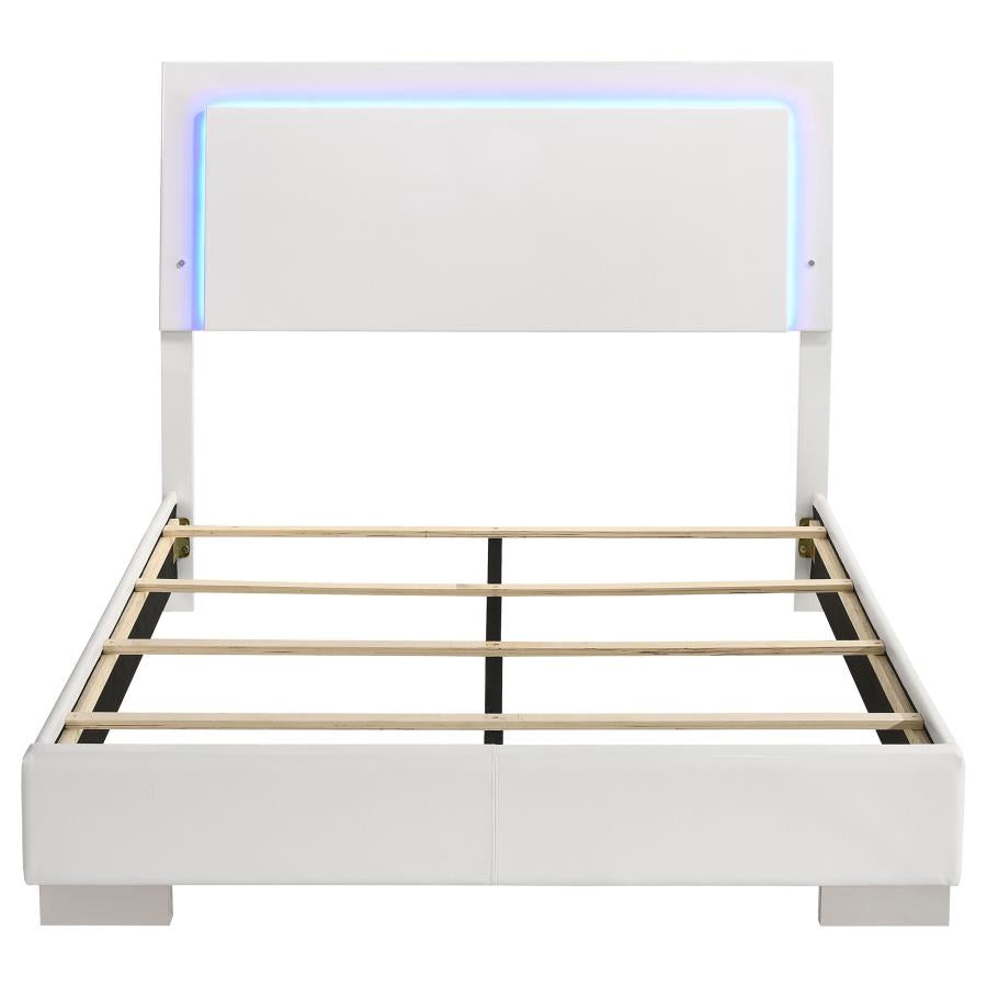 Felicity Wood Full LED Panel Bed White High Gloss-zoom-4