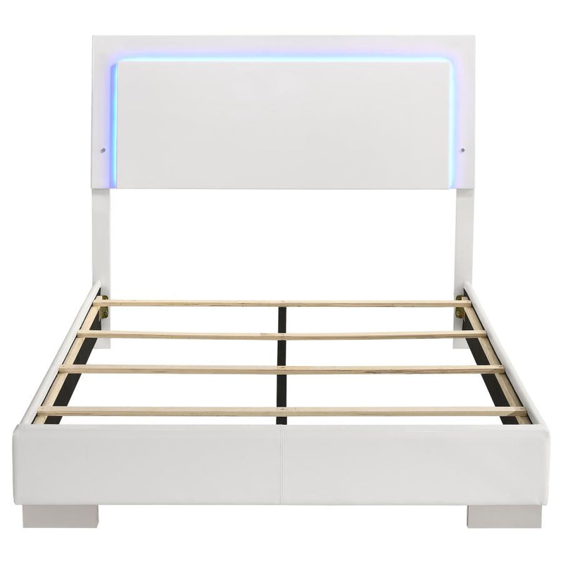 Felicity Wood Full LED Panel Bed White High Gloss-zoom-