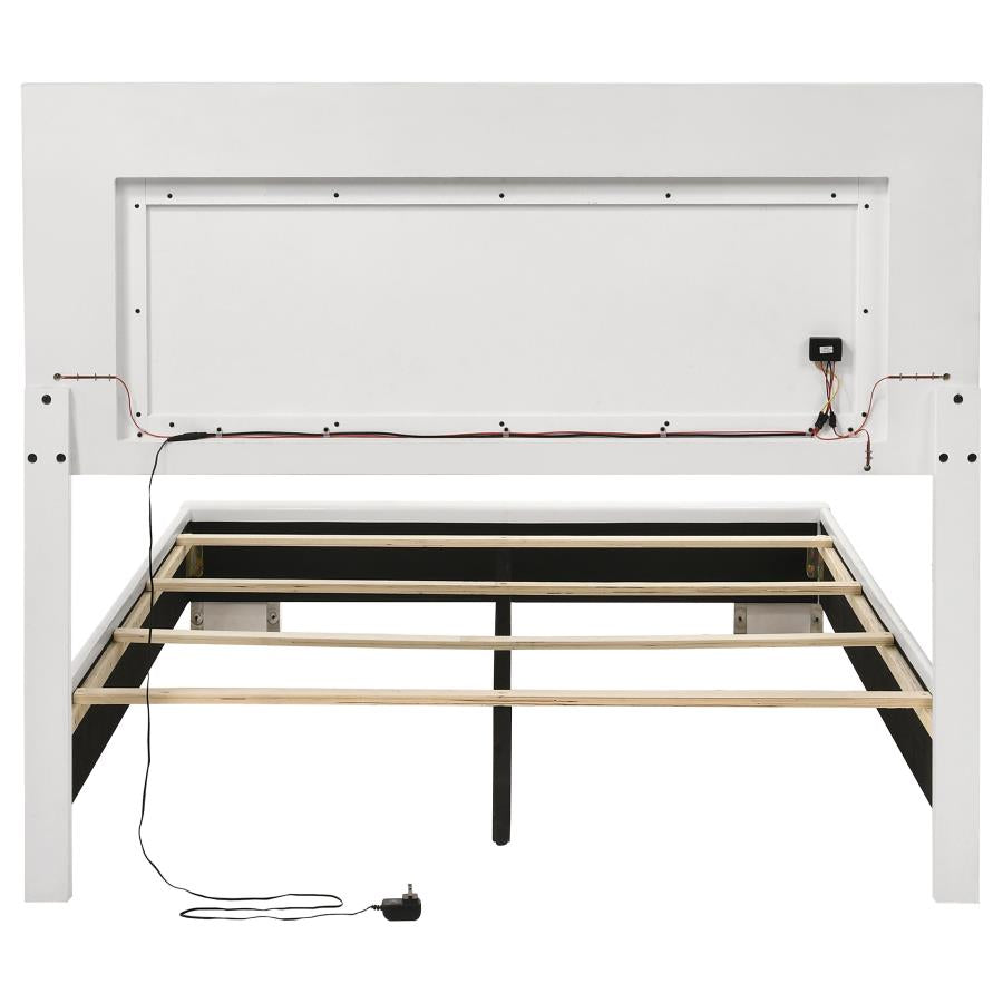 Felicity Wood Full LED Panel Bed White High Gloss-6