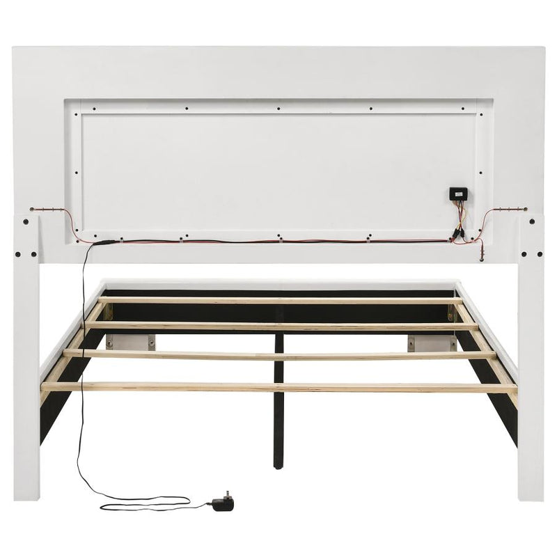 Felicity Wood Full LED Panel Bed White High Gloss-zoom-