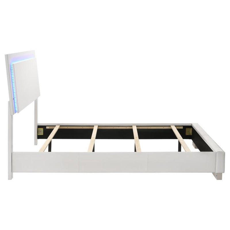 Felicity Wood Full LED Panel Bed White High Gloss-zoom-