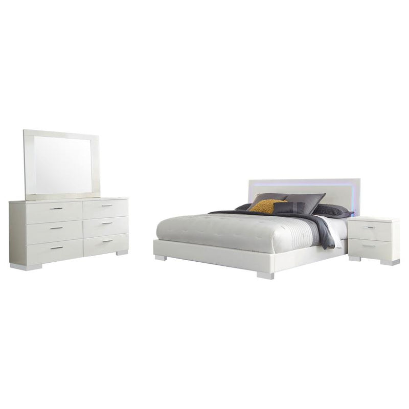 Felicity 4-piece Eastern King Bedroom Set White High Gloss-zoom-