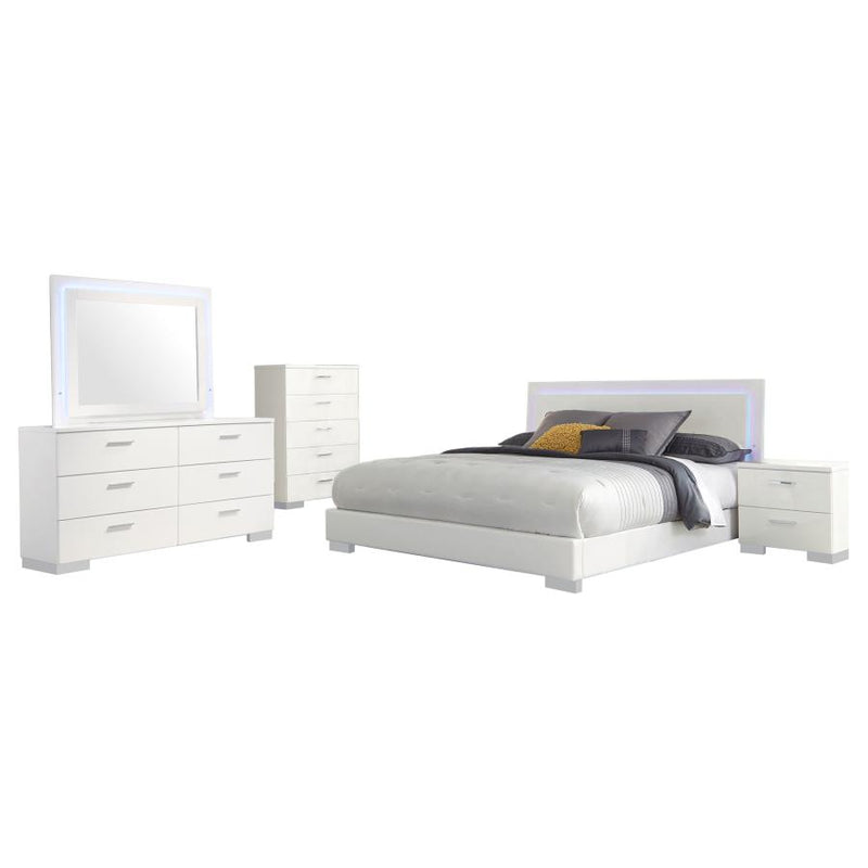 Felicity 5-piece Eastern King Bedroom Set White High Gloss-zoom-