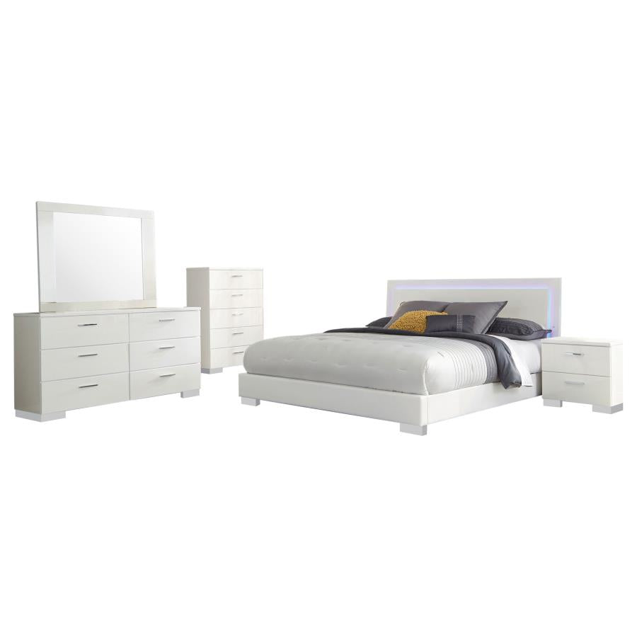Felicity 5-piece Eastern King Bedroom Set White High Gloss-2