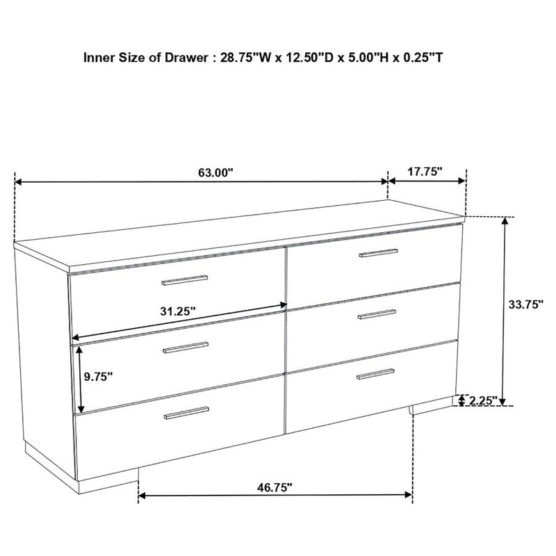 Felicity 6-piece Eastern King Bedroom Set White High Gloss-zoom-