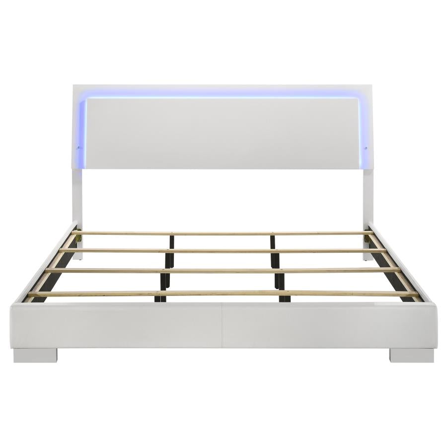 Felicity Wood Eastern King LED Panel Bed White High Gloss-zoom-4