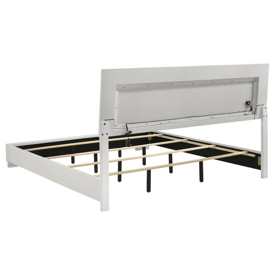 Felicity Wood Eastern King LED Panel Bed White High Gloss-zoom-5