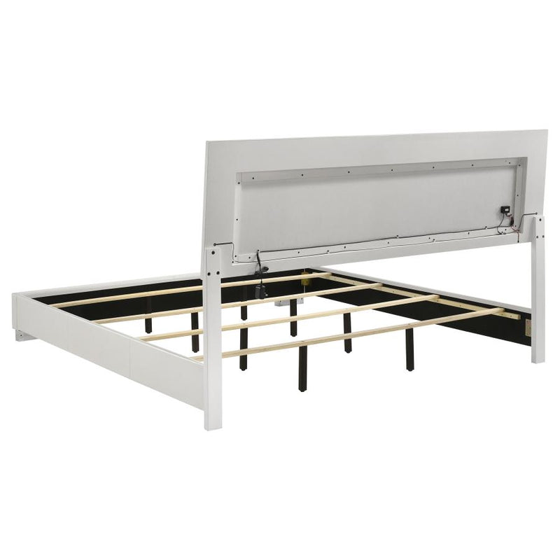 Felicity Wood Eastern King LED Panel Bed White High Gloss-zoom-