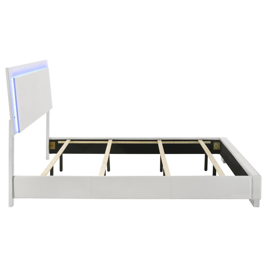 Felicity Wood Eastern King LED Panel Bed White High Gloss-zoom-6