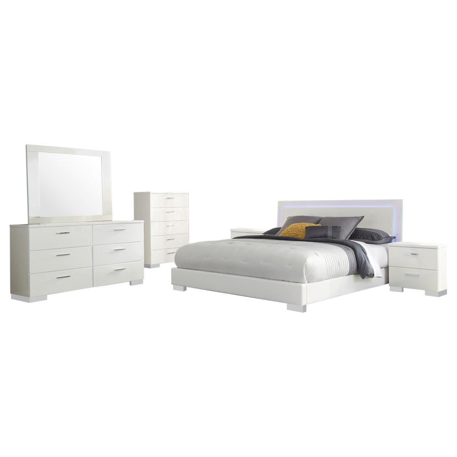 Felicity 6-piece California King Bedroom Set White Gloss-zoom-2