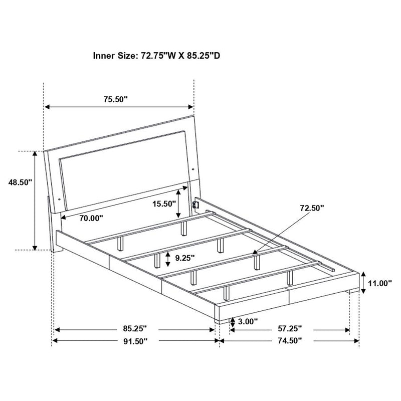Felicity Wood California King LED Panel Bed White High Gloss-zoom-