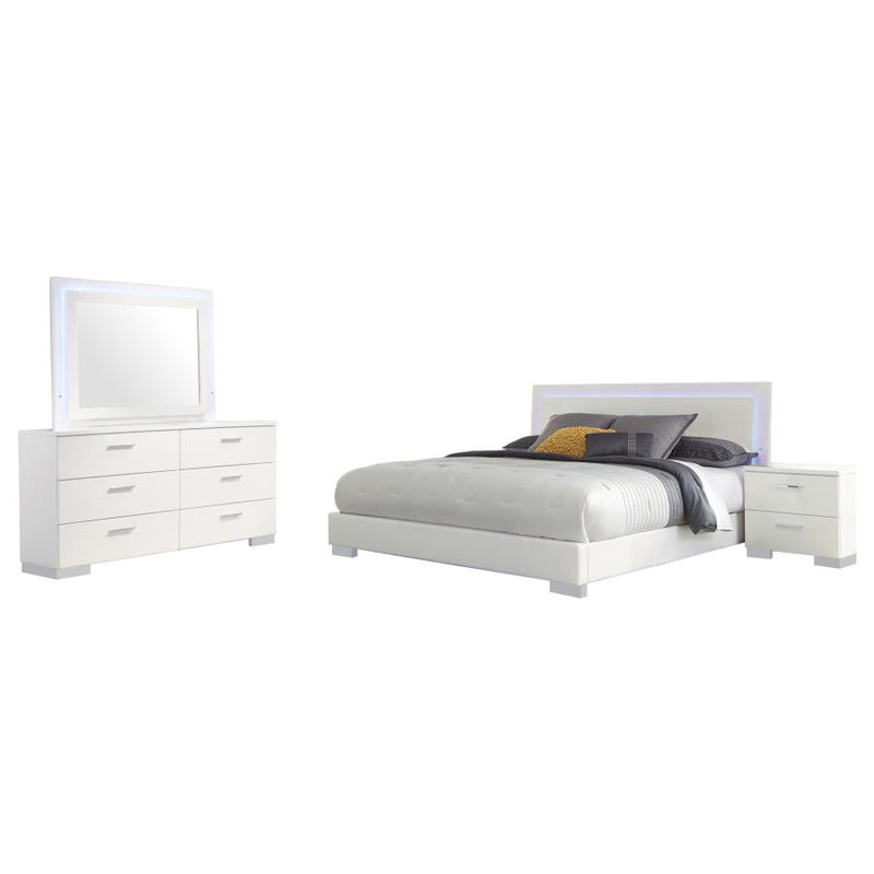 Felicity 4-piece Queen Bedroom Set White High Gloss-zoom-