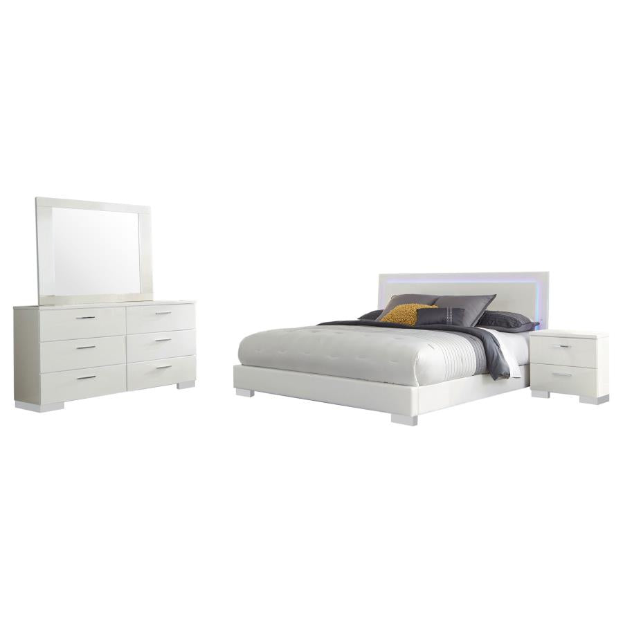 Felicity 4-piece Queen Bedroom Set White High Gloss-zoom-2