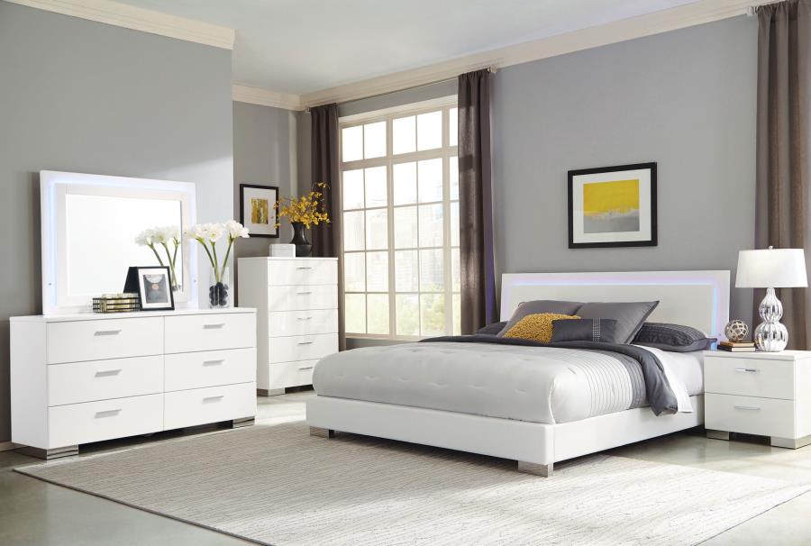 Felicity 5-piece Queen Bedroom Set White High Gloss-1