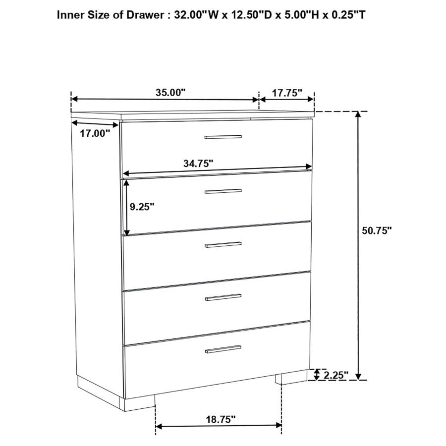 Felicity 5-piece Queen Bedroom Set White High Gloss-20