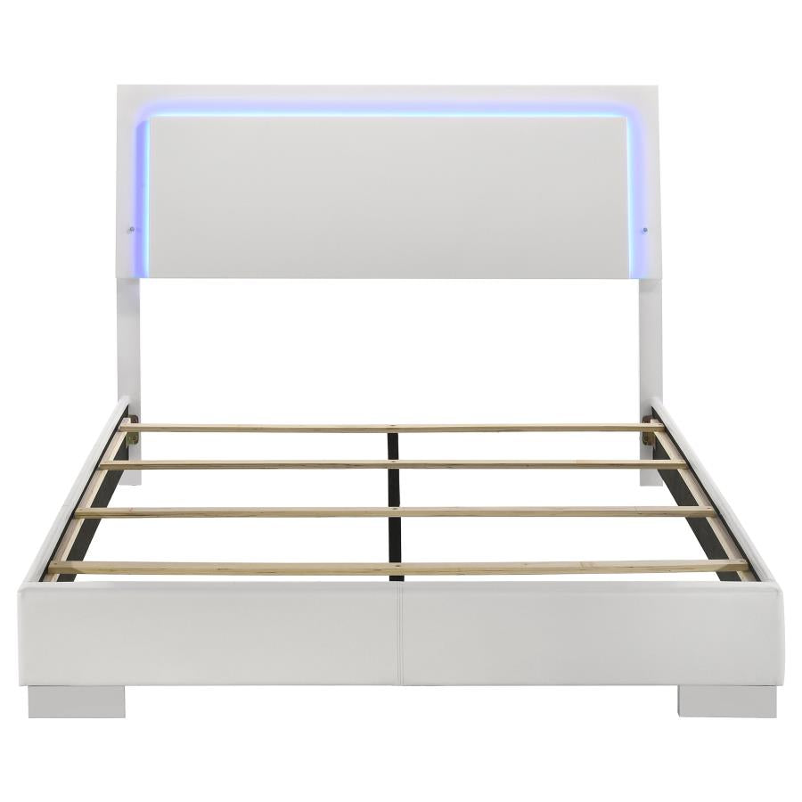 Felicity Wood Queen LED Panel Bed White High Gloss-zoom-4