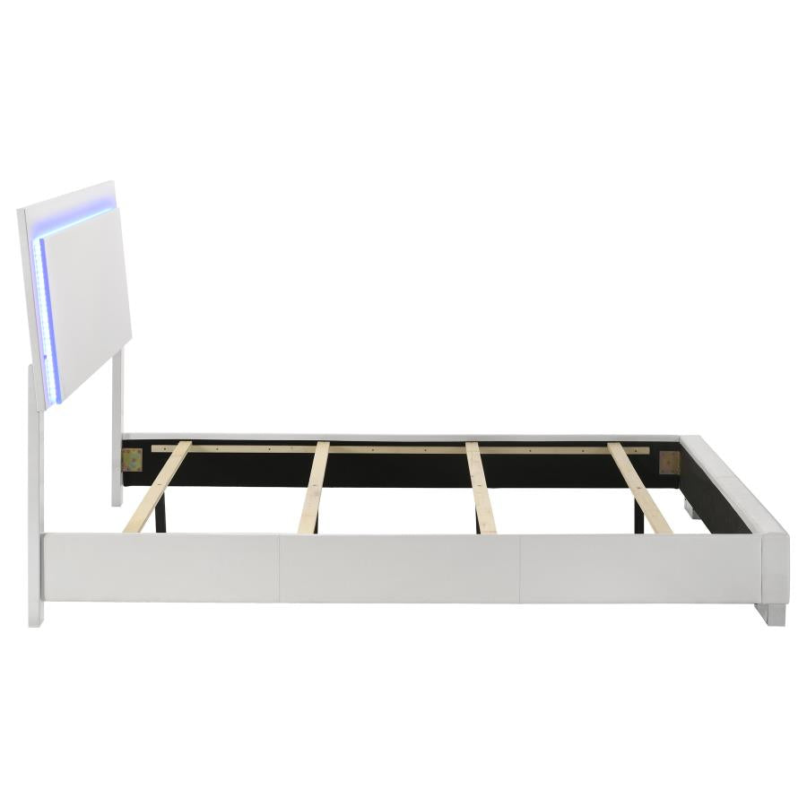 Felicity Wood Queen LED Panel Bed White High Gloss-6