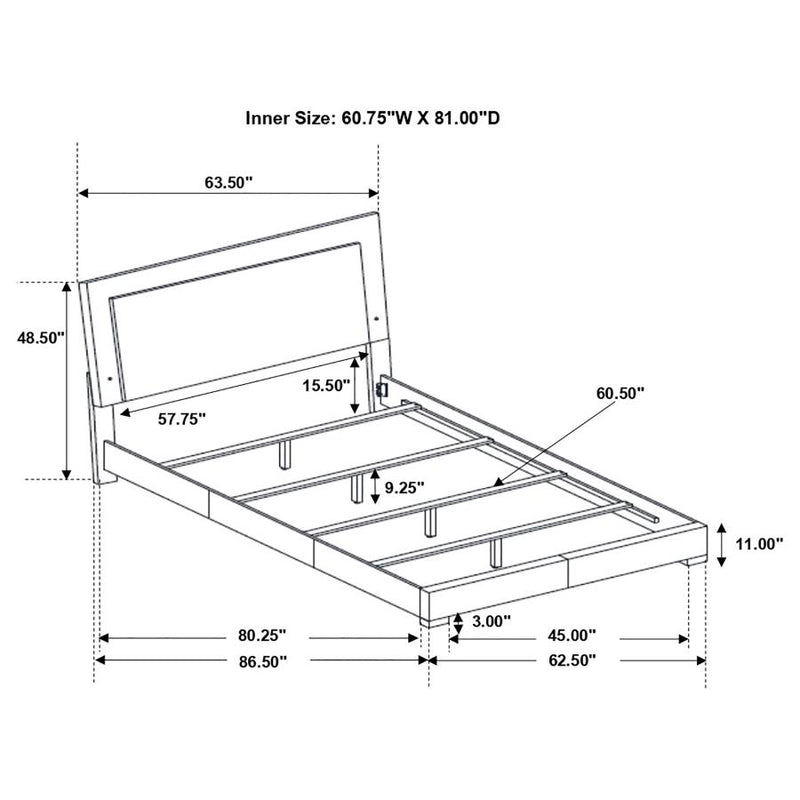 Felicity Wood Queen LED Panel Bed White High Gloss-zoom-