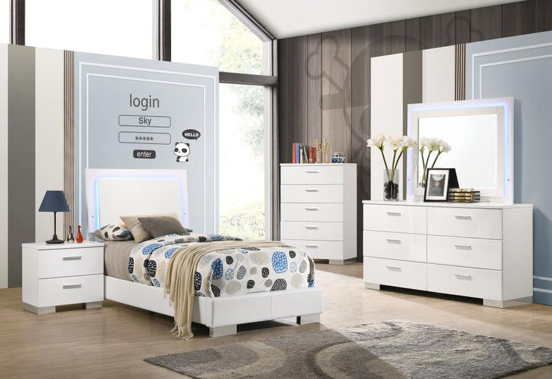 Felicity 4-piece Twin Bedroom Set White High Gloss-zoom-