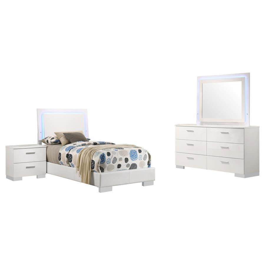 Felicity 4-piece Twin Bedroom Set White High Gloss-zoom-2