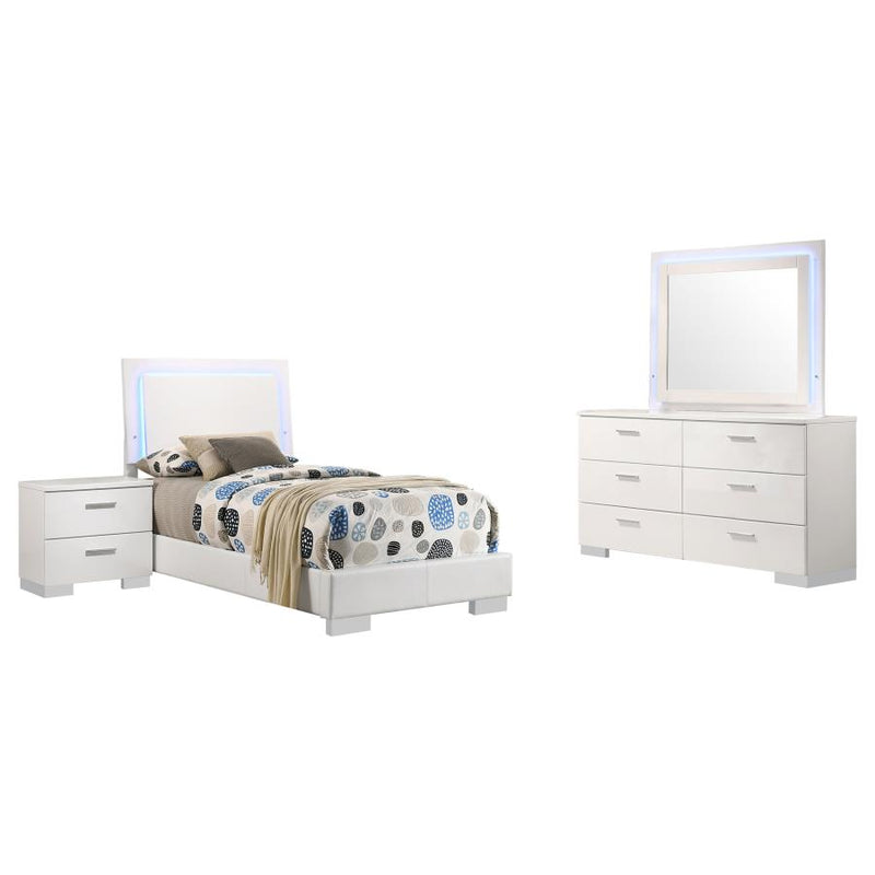 Felicity 4-piece Twin Bedroom Set White High Gloss-zoom-