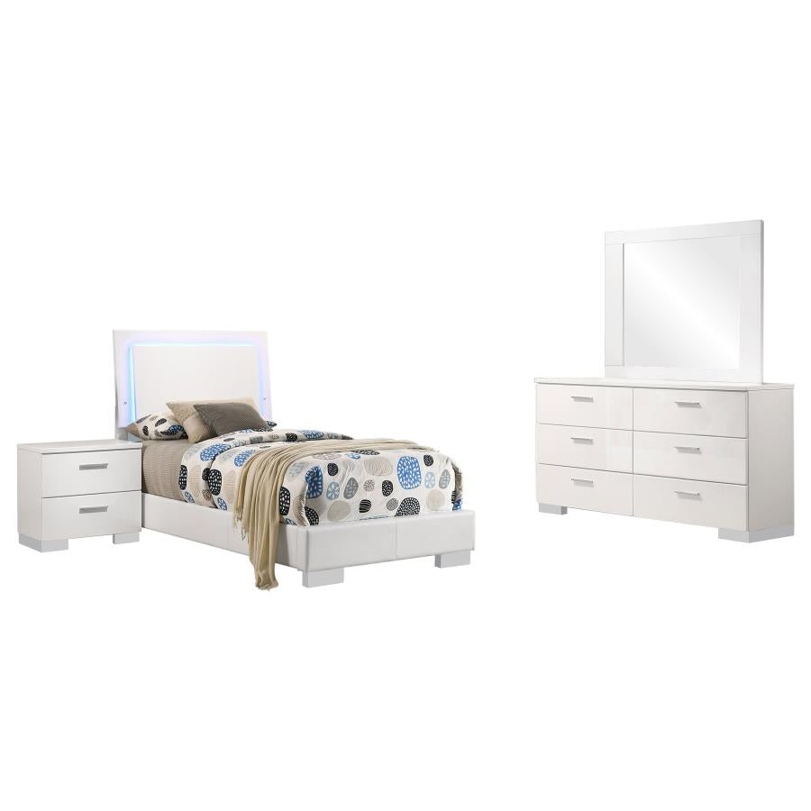 Felicity 4-piece Twin Bedroom Set White High Gloss-2