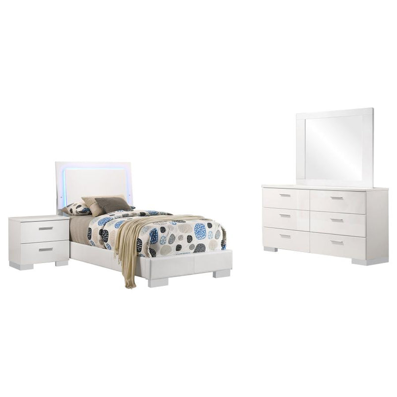 Felicity 4-piece Twin Bedroom Set White High Gloss-zoom-