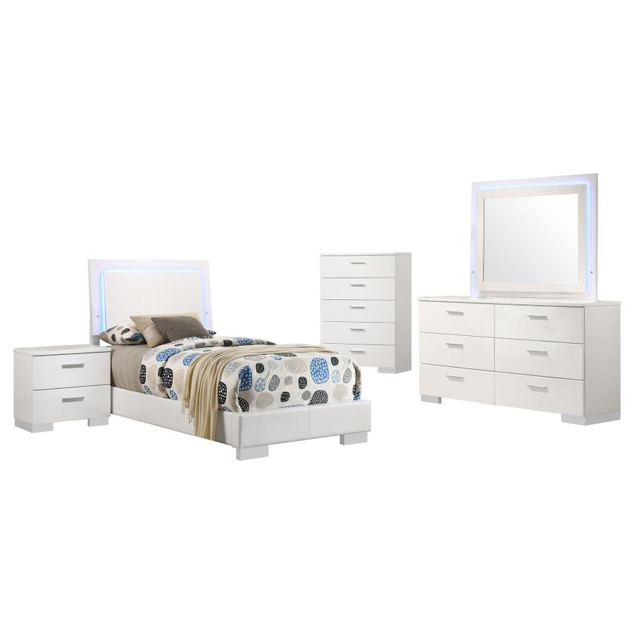 Felicity 5-piece Twin Bedroom Set White High Gloss-zoom-2