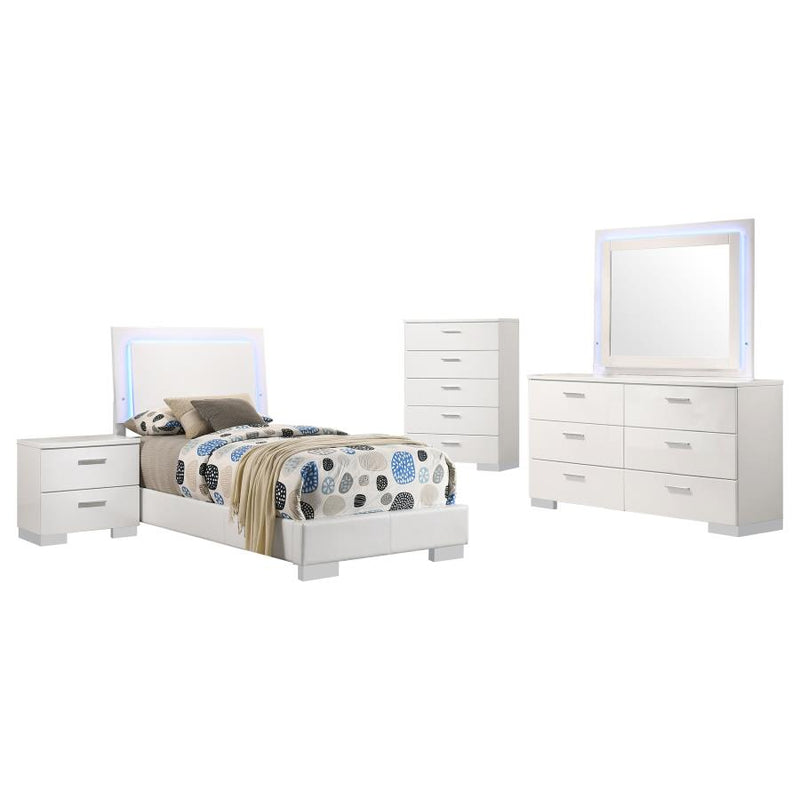 Felicity 5-piece Twin Bedroom Set White High Gloss-zoom-