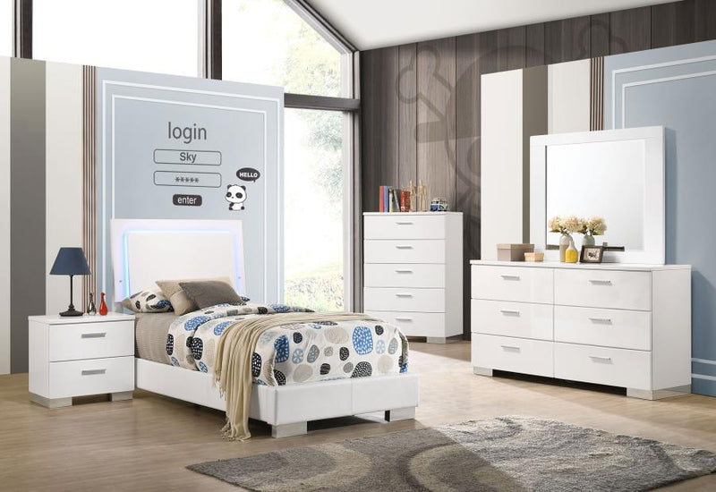 Felicity 5-piece Twin Bedroom Set White High Gloss-zoom-