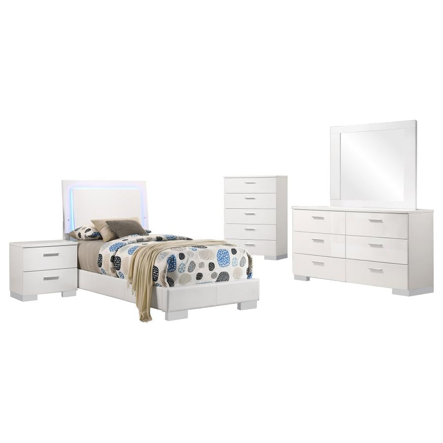 Felicity 5-piece Twin Bedroom Set White High Gloss-zoom-2