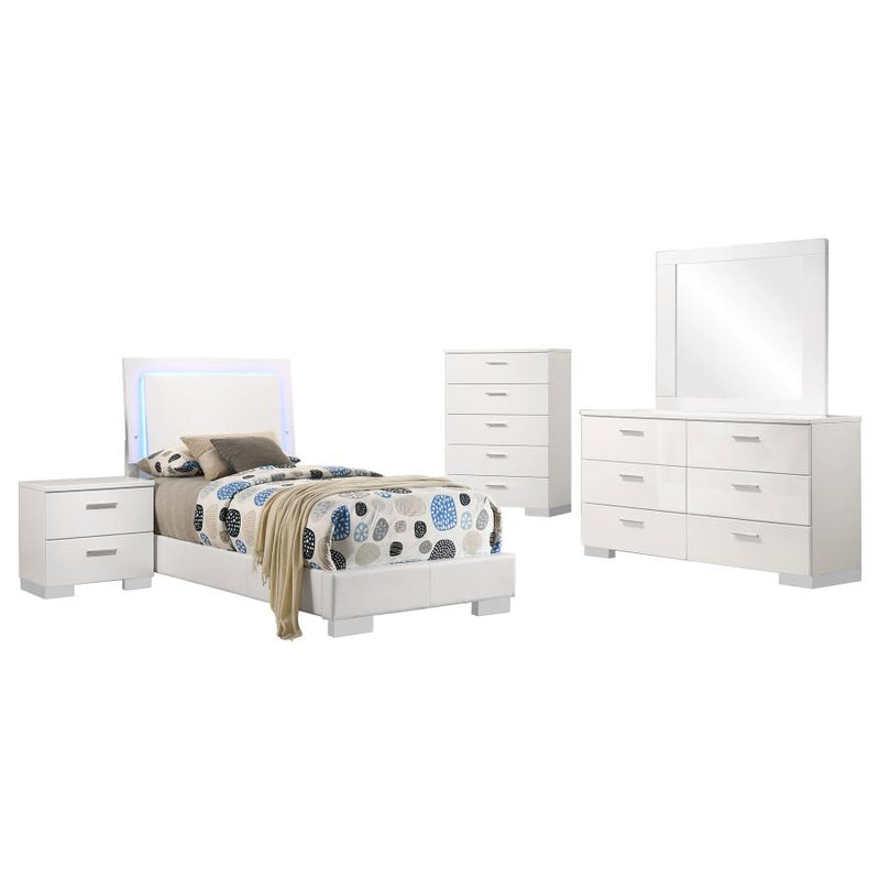 Felicity 5-piece Twin Bedroom Set White High Gloss-zoom-
