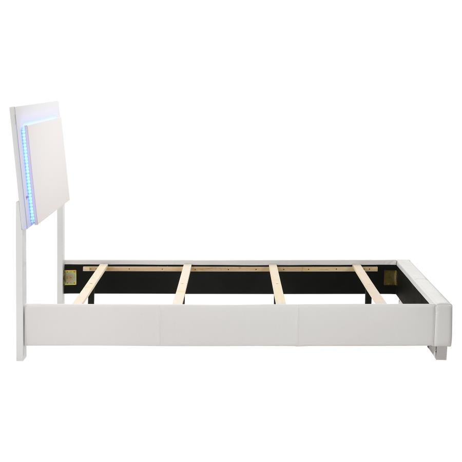 Felicity Wood Twin LED Panel Bed White High Gloss-zoom-7
