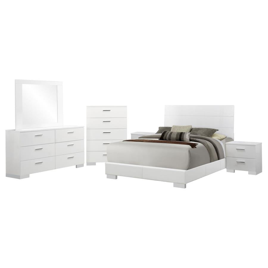 Felicity 6-piece Eastern King Bedroom Set White High Gloss-zoom-2