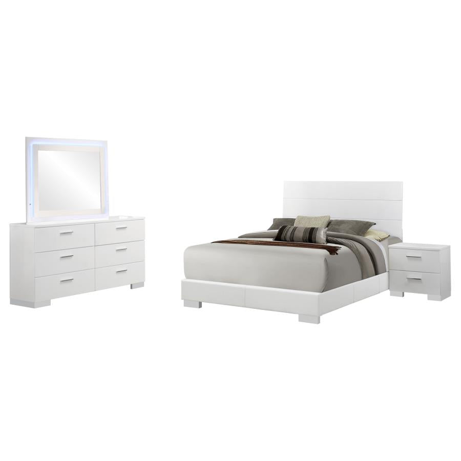 Felicity 4-piece Queen Bedroom Set White High Gloss-zoom-2