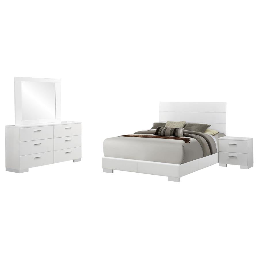 Felicity 4-piece Queen Bedroom Set White High Gloss