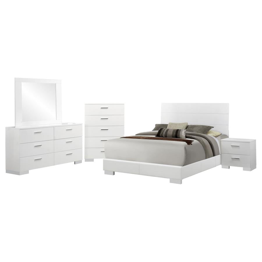 Felicity 5-piece Queen Bedroom Set White High Gloss-2