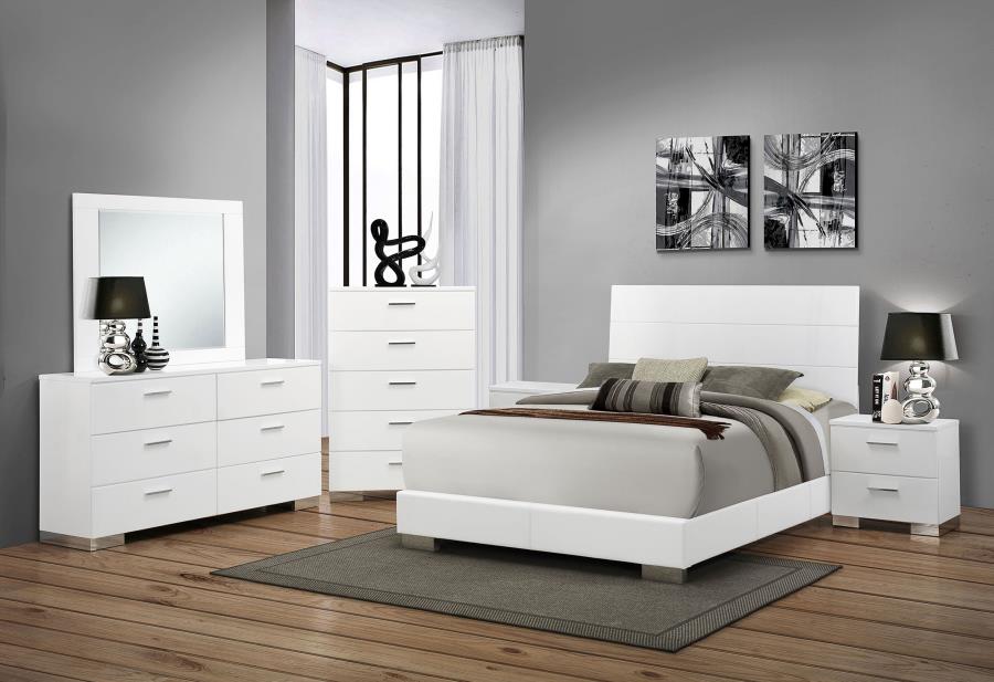 Felicity 6-piece Queen Bedroom Set White High Gloss-zoom-1
