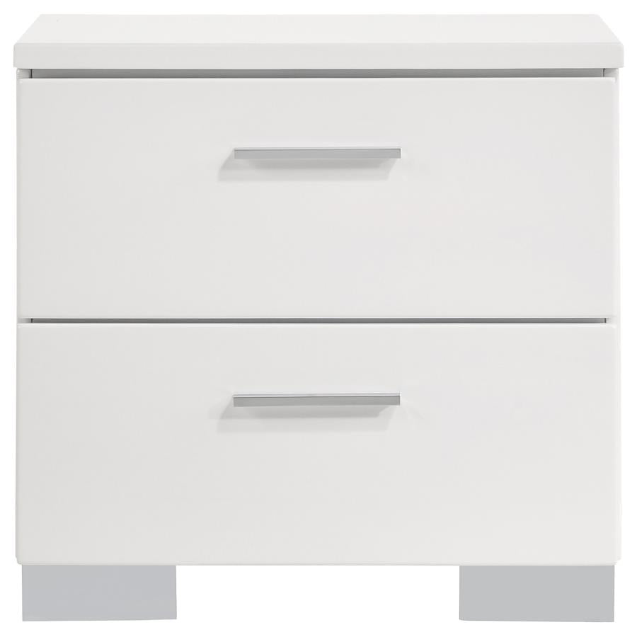 Felicity 2-drawer Nightstand White High Gloss-zoom-3