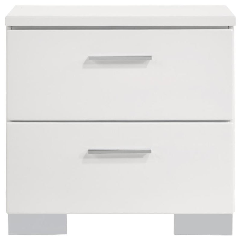 Felicity 2-drawer Nightstand White High Gloss-zoom-