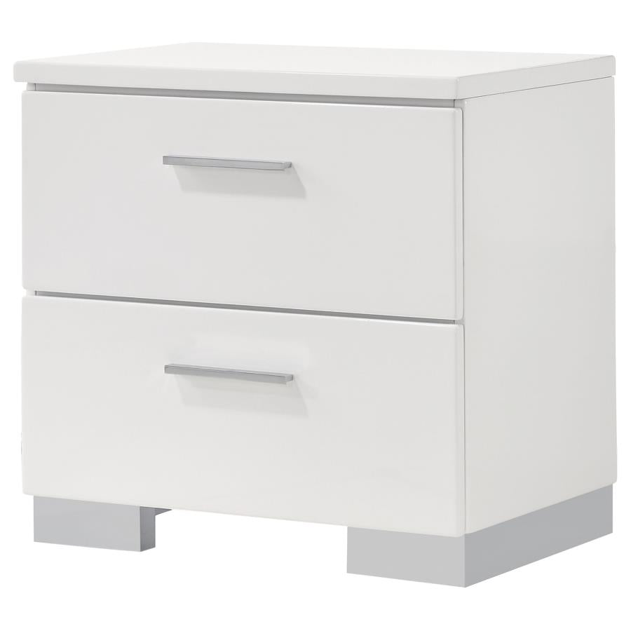 Felicity 2-drawer Nightstand White High Gloss-zoom-4