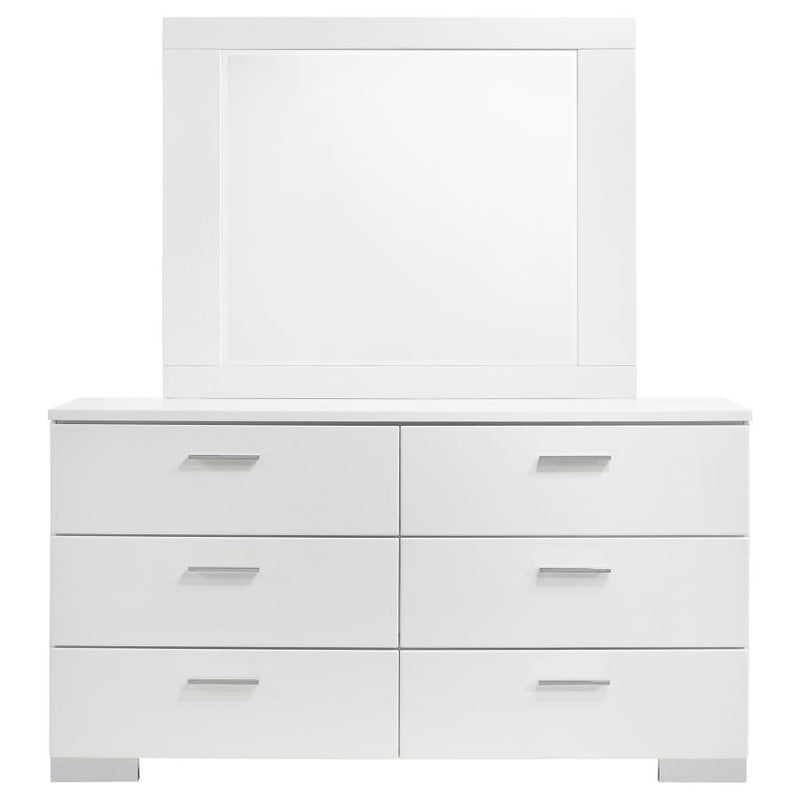 Felicity 6-drawer Wood Dresser with Mirror White High Gloss-zoom-