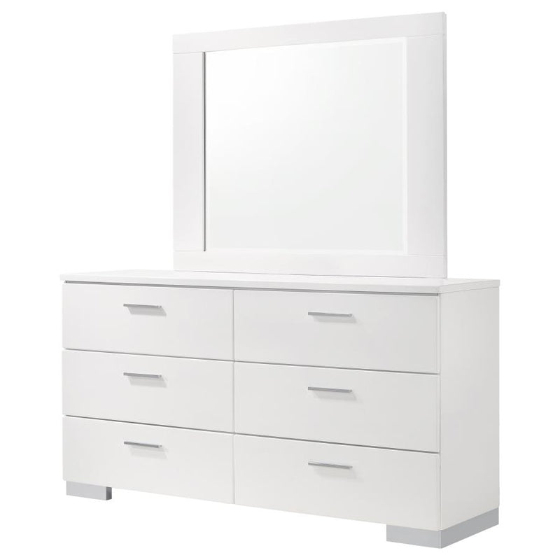 Felicity 6-drawer Wood Dresser with Mirror White High Gloss-zoom-